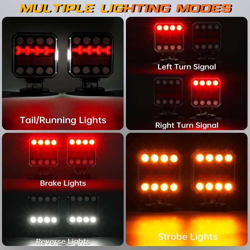 ZUNAICE Wireless Trailer Lights, Rechargeable Magnetic LED Trailer Lights with Reverse Light, Portable Wireless Tow Tail Light Kit for Trucks, Boats, RVs, Campers, IP67 Waterproof - Image 5